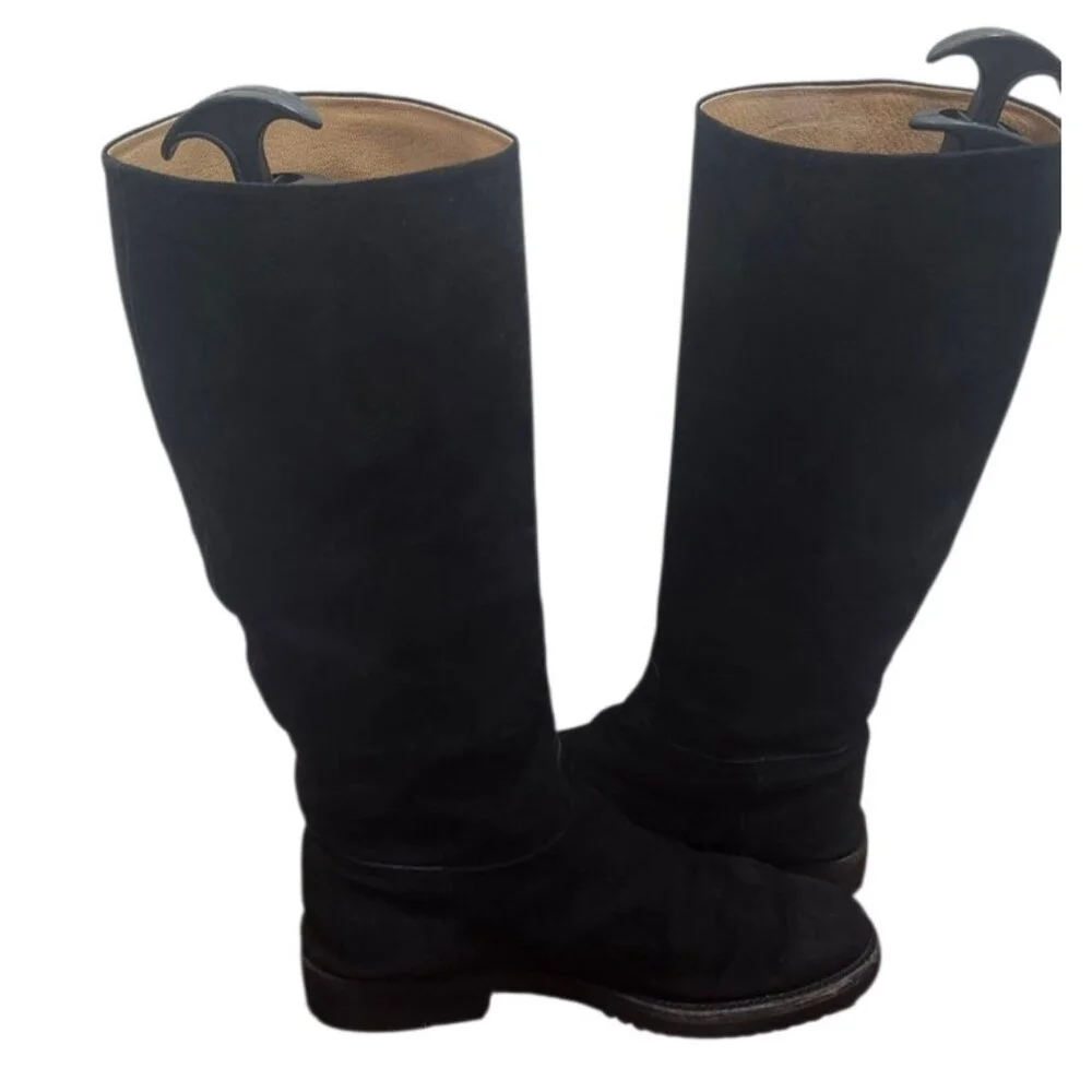 Gravati Black Suede Knee High Boots Vibram Gumlite Sole Classic Riding Style 9M